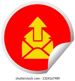 caricatura de pegatinas de descascarillado circular de un signo de correo electrónico