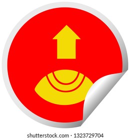 circular peeling sticker cartoon of a eye looking up