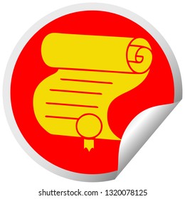 circular peeling sticker cartoon of a important document