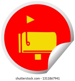 caricatura de pegatinas de descascarillado circular de una caja de correo