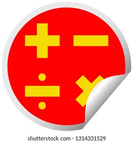caricatura de pegatinas de pelado circular de símbolos matemáticos