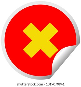 circular peeling sticker cartoon of a multiplication symbol
