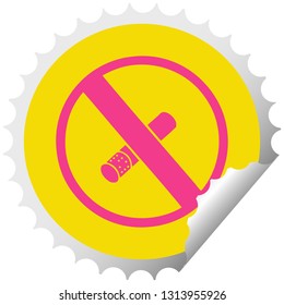 circular peeling sticker cartoon of a no smoking allowed sign