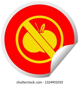 caricatura circular de pegatina de pelado de un signo no permitido de fruta