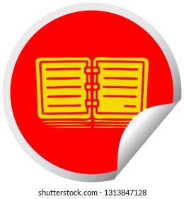 circular peeling sticker cartoon of a note book