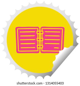 circular peeling sticker cartoon of a note book