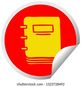 circular peeling sticker cartoon of a note book