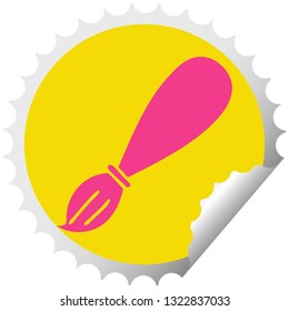 circular peeling sticker cartoon of a paint brush