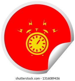 caricatura de pegatinas de descascarillado circular de un reloj de alarma sonora
