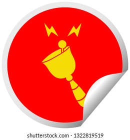 circular peeling sticker cartoon of a ringing hand bell