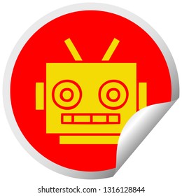 circular peeling sticker cartoon of a robot head