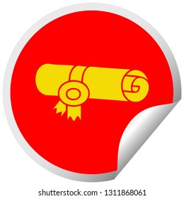 viñeta de pegatina de descascarillado circular de un certificado laminado