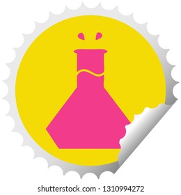 circular peeling sticker cartoon of a science experiment