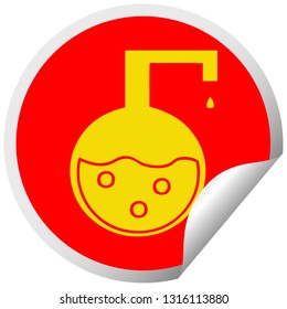 circular peeling sticker cartoon of a science experiment
