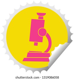 caricatura de pegatinas de pelado circular de un microscopio científico