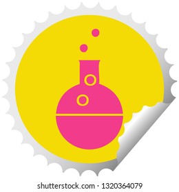 Karikatur eines wissenschaftlichen Experiments mit kreisförmigem Schälsticker