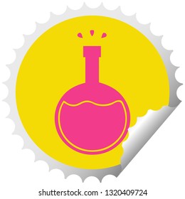 caricatura de pegatinas de pelado circular de un experimento científico