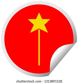 circular peeling sticker cartoon of a star wand
