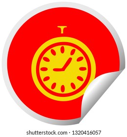 circular peeling sticker cartoon of a time stopper