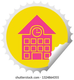 circular peeling sticker cartoon of a town house