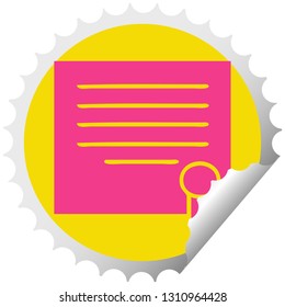 circular peeling sticker cartoon of a work diploma 