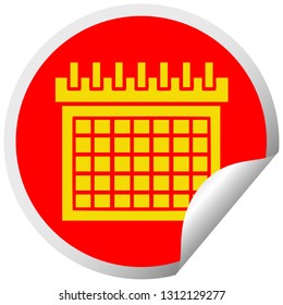 caricatura de pegatinas de descascarillado circular de un calendario de trabajo