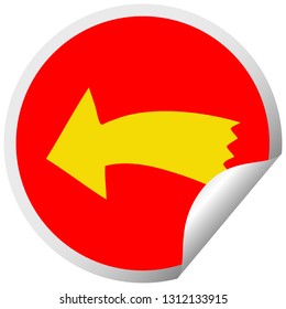 circular peeling sticker quirky cartoon arrow