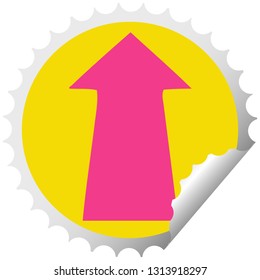circular peeling sticker quirky cartoon arrow