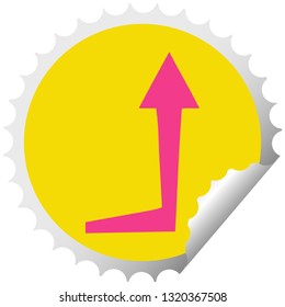 circular peeling sticker quirky cartoon arrow
