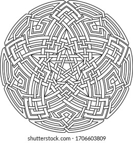 Circular Pentagram vector pattern with floral vector background huge circular geometric line