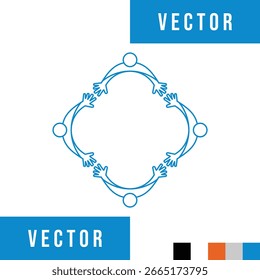  Circular people link icon blue color vector illustration