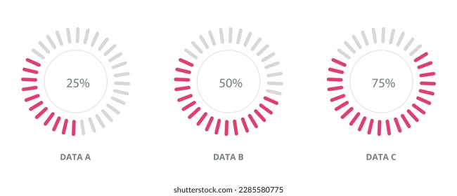 Circular percenatage infographic design. EPS 19 colorful vector art. Pink line deisgn
