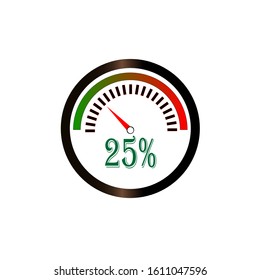 Circular percentage diagram / meter (25% completed). Ready to use for web designs, user interfaces (UIs) or infographics.
