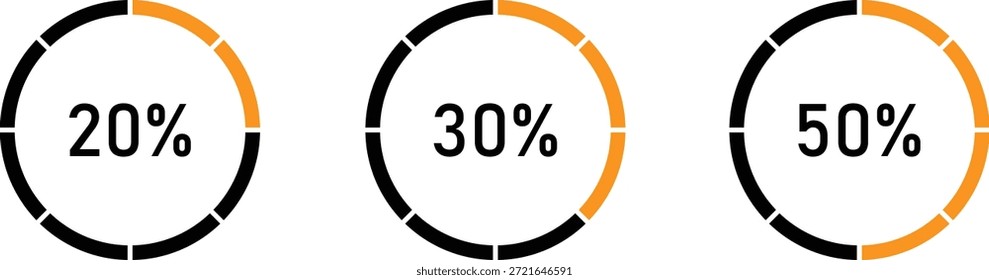 Indicadores Circulares De Progresso Percentual Mostrando 20 30 50 Por Cento