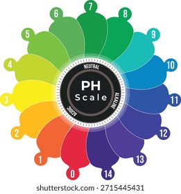 Circular pH Scale Diagram with Acidic, Neutral, and Alkaline Ranges