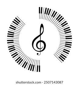 circular piano keyboard and note rhythm symbols. concept design celebrating a music festival. national music festival live concert. simple music symbol