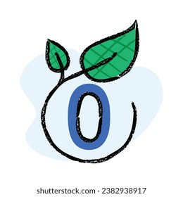 Circular Plant with Zero Symbol Icon. An icon of a circular plant with a zero symbol in it to represent sustainability, eco friendliness, and net zero emissions.