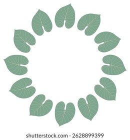 Circular plant-themed frame with vibrant green leaves. Abstract botanical design suitable for banners, invitations, and greeting cards. Vector vector art
