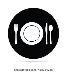 Circular Plate Setting with Fork Knife & Spoon Icon