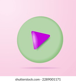 A circular play icon.3d vector illustration