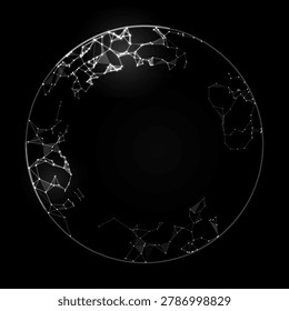 Circular Plexus Frame With Digital Glow And Broken Network Lines Around A Dark Center.