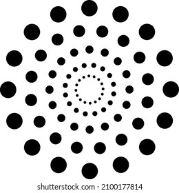 Circular polca dot pattern. Concentic round dot shapes