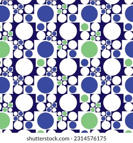 Circular polka dot pattern in squares for textile fabric print