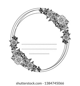 circular postcard with roses and leafs decoration