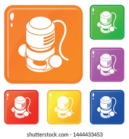 Circular power tool icons set collection vector 6 color isolated on white background