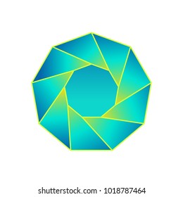 Circular precious stone, poster with mineral and sides, round geomeri? shape, object with shade vector illustration, isolated on white background