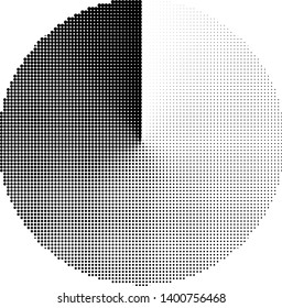 Circular pre-loader, buffer, progress indicator or radar shape with half-tone effect on a conical gradient
