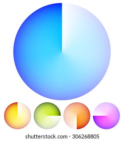 Circular preloader, buffer shapes. Colorful progress indicator icon set with four steps, phases. Rotating circle shapes. Vector.