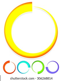 Circular preloader, buffer shapes. Colorful progress indicator icon set with four steps, phases. Rotating circle shapes. Vector.