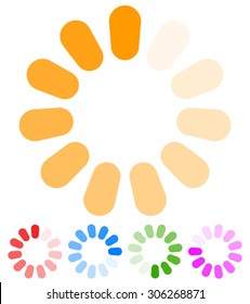 Circular Preloader, Buffer Shapes. Colorful Progress Indicator Icon Set With Four Steps, Phases. Rotating Circle Shapes. Vector.